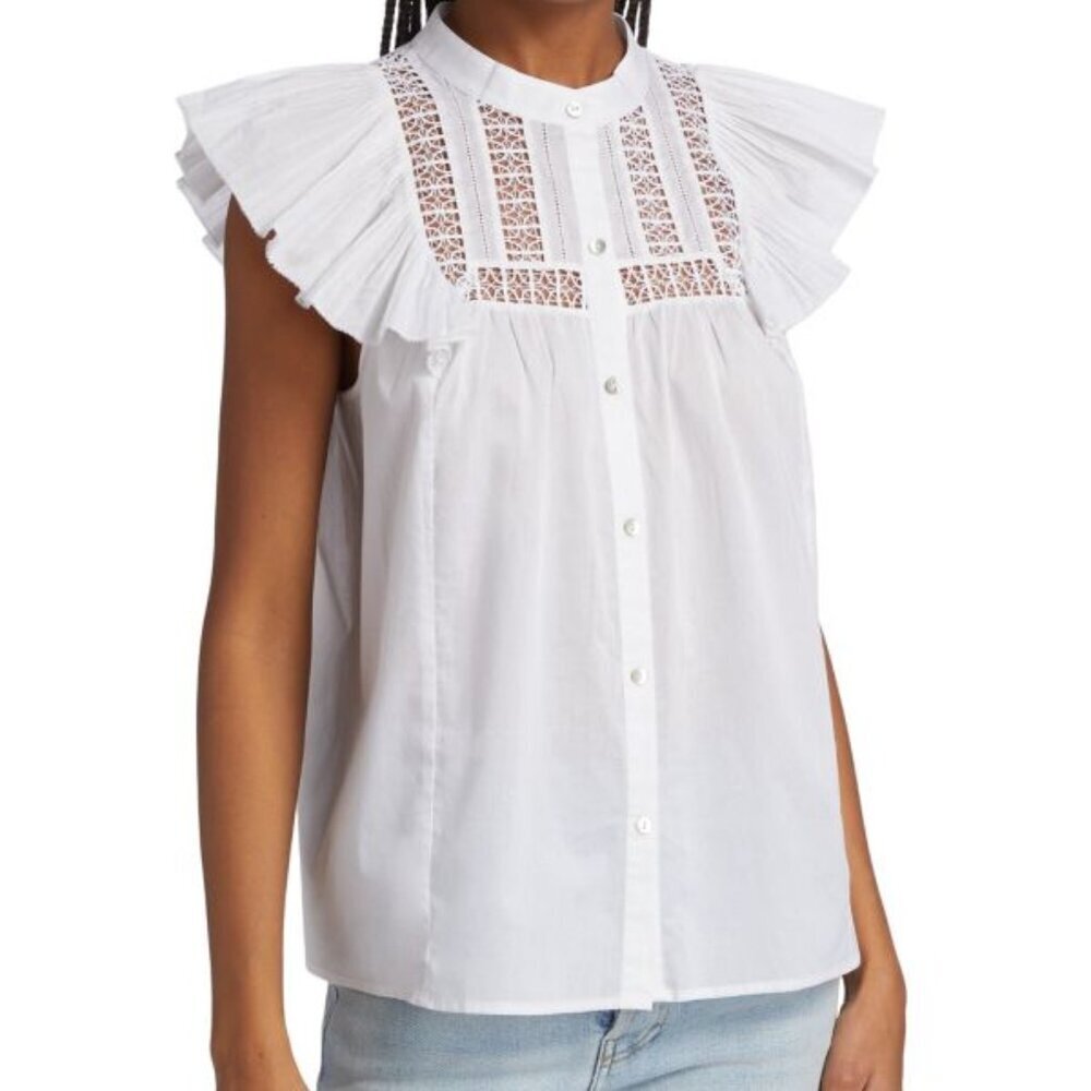Rails Louella White Cotton Lace Bib Top. XL